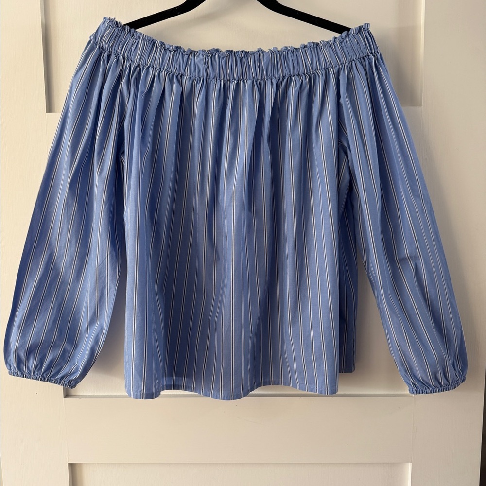 GAP Blue Striped Off-Shoulder Blouse